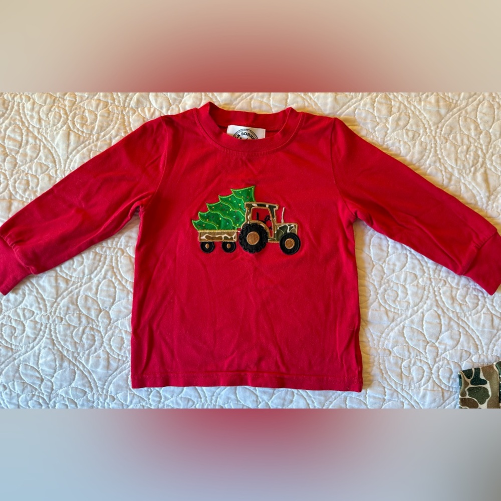 LA BONNE SOIRÉE Boutique Baby Christmas Camo Long SleeveT Shirt Pants Set 12-18M - Picture 2 of 6